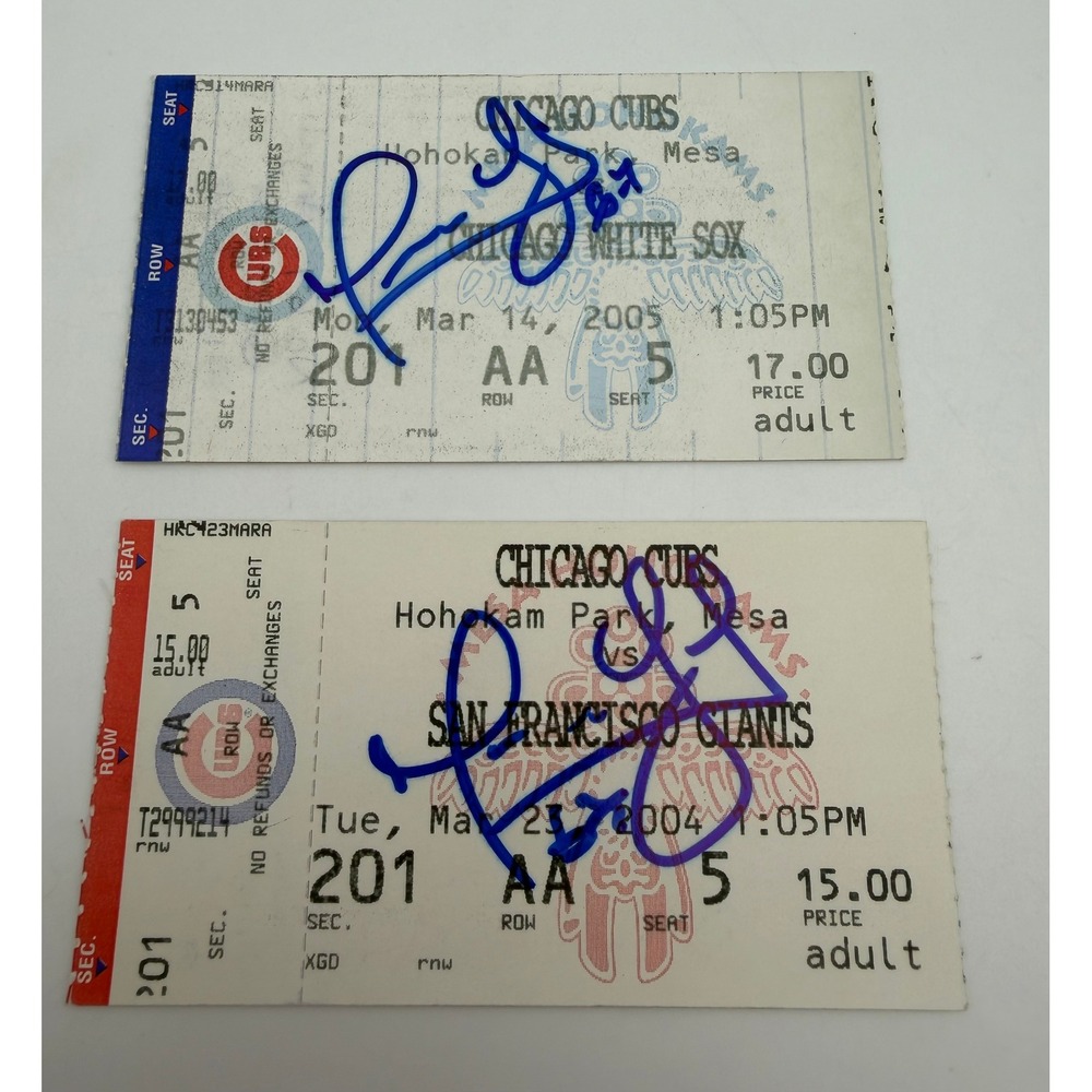 Chicago Cubs Signed Ticket Stubs 2004 2005 Angel Guzman Spring Training Hohokam